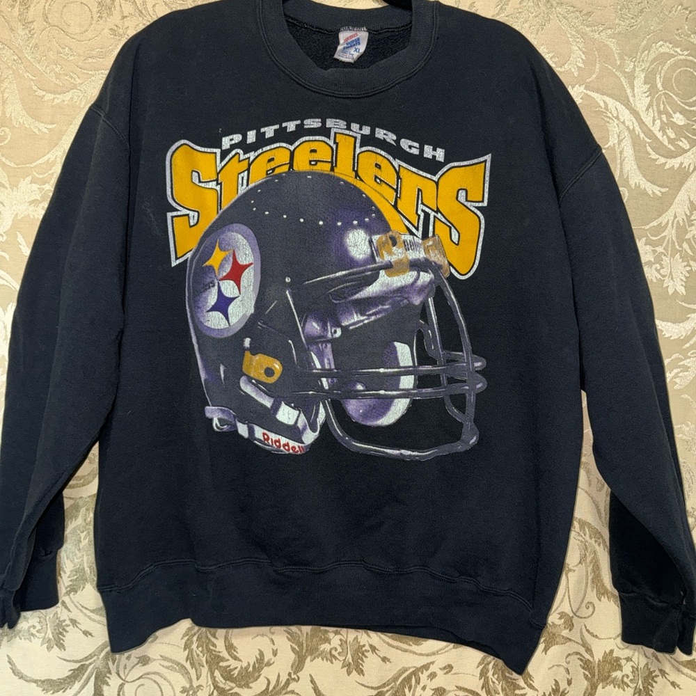 Jerzees Black Pittsburgh Steelers Crewneck Sweater